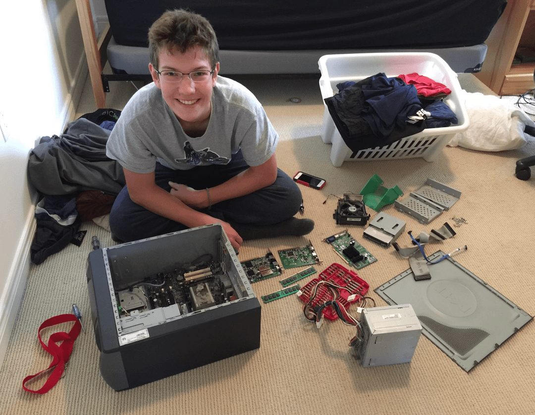 Cameron building a computer